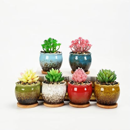 Cute 3.9 Inch Ceramic Home Garden Decoration Succulent Cactus Flower Pots Container -Plant Not Included，Red - color: Red