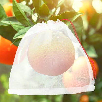 Fruit Netting Bags, 25pcs 8x8 in Mesh for Trees with Drawstring, Fruit Protection Bag Cover for Grapes Apples Peaches Tomatoes from Pest Birds Critters - size: 8"x8"/Pack of 25