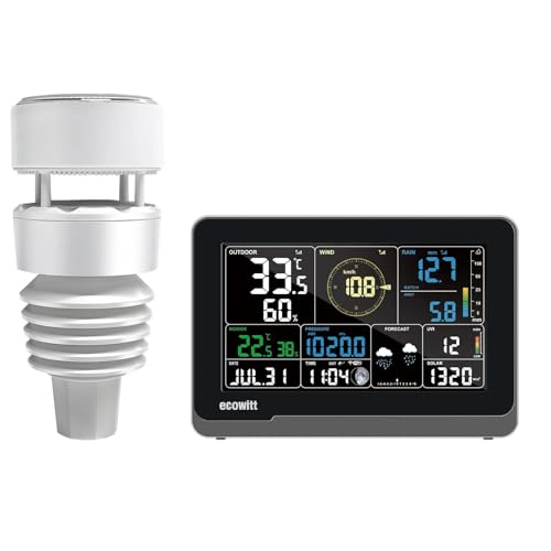 ECOWITT WS3901 Wi-Fi Weather Station Kit, Includes WS3900 7.5'' Colored LCD Display Console and WS90 Outdoor Sensor Array, IoT Function, 915 MHz - style: WS3901BU
