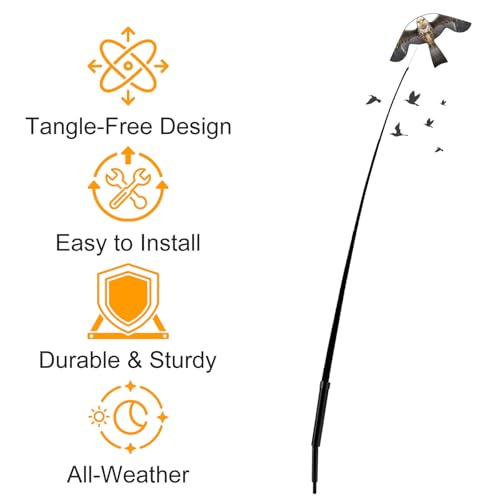 eyijklzo Bird Scarer Kite Stand for 13ft Pole - style: Rotating Base