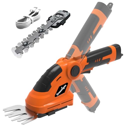 Grasstigon 7.2V Hedge Trimmer Cordless, 2 in 1 Grass Shear Handheld, Electric Bush Trimmer, Lightweight Rechargeable Shrub Trimmer for Garden Yard Lawn (Orange) - color: Orange