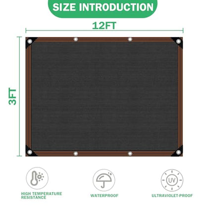 Shade Cloth - for Plants Greenhouse, 70% Sunblock Shade Sails for Outdoor Garden Pergola Patio Lawn, Sun Protection Neting Cover for Kennel Chicken Coop Easier to Hang Plant Cover - size: 3'x12'