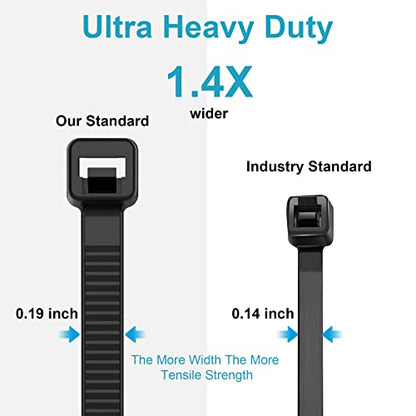 12 Inch Zip Ties Double Sided Toothed,100 LBS Tensile Strength Heavy Duty Cable Wire Ties With Self-Locking Adjustable More Durable Nylon Tie Wraps for Indoor Outdoor（200 Pack） - size: 12 inch 200 Pack （100 Lbs ）