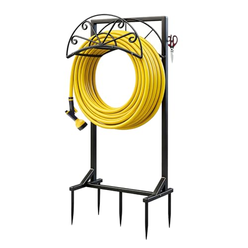 Garden Hose Holder for Outside,Heavy-Duty Metal Hose Hanger Rack