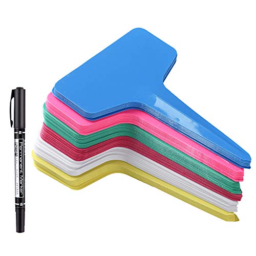 MIHEY 150 Pcs Plant Labels Waterproof Garden Stake Markers with Pen - color: 6 Colors