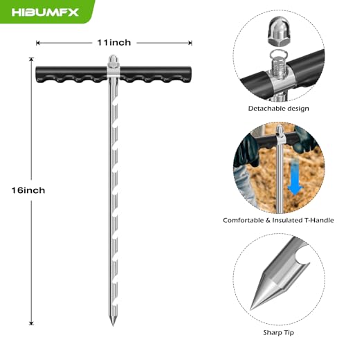 16” Monitor Soil Probe,Soil Sampler and Plant Moisture Meter,T-Handle Soil Sampler Probe Rod No Batteries Required, Root Aerator and Plant Water Monitor