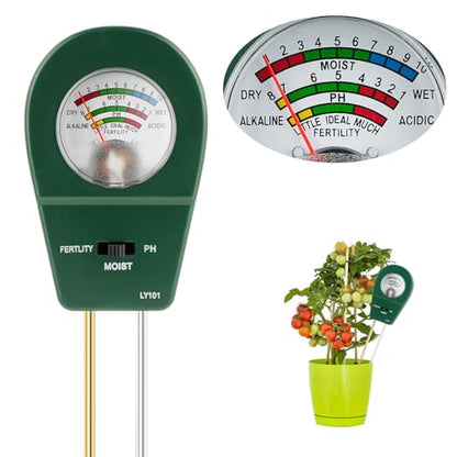 Adoric Soil Moisture Meter, 3-in-1 Soil pH, Moisture & Fertility Meter Soil Tester for Plants Battery-Free Garden Tool for Indoor & Outdoor Use, Accurate & Fast Response Soil Kit for Home Farm & Lawn