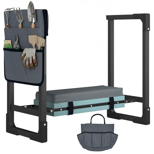 2-in-1 Garden Kneeler & Seat 330lb Capacity Folding Bench Tool Pouch