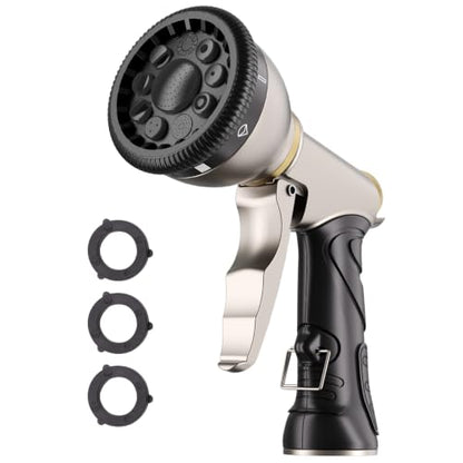 Besiter Garden Hose Nozzle Sprayer, Heavy Duty Metal Water Hose Nozzle - color: Black