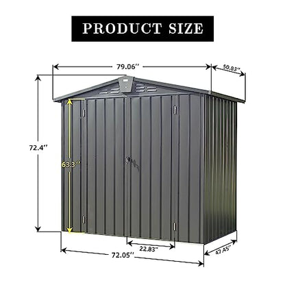 Patio Storage Outdoor Storage Shed - color: Dark Gray - 79.06 X 50.83 X 72.40 Inch