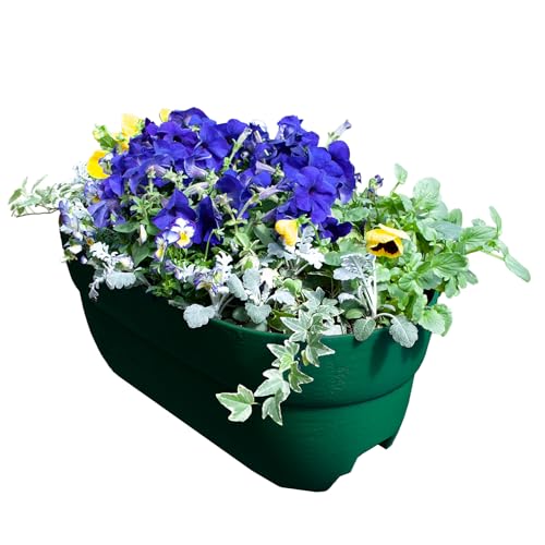 Emsco Group Bloomers Rail Planter, 24" Weatherproof Resin Deck & Balcony Planter with Drainage – Fits 2x4 & 2x6 Rails– Hunter Green - color: Green, size: 24.3 × 10.5 × 9.5 inches