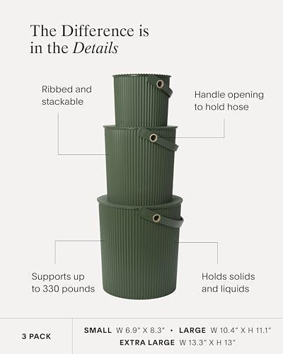 Hachiman Bucket Set of 3 Mini, Large, & Extra Large - color: Mustard, size: Set of 3