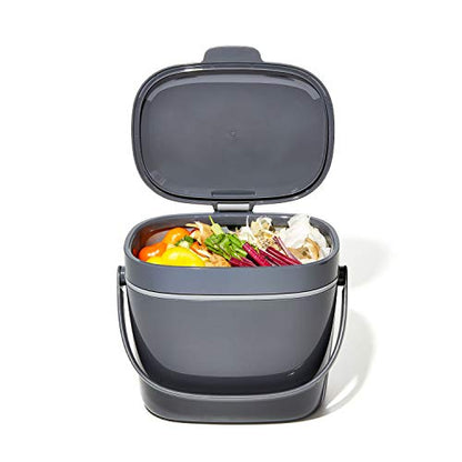 OXO Good Grips Easy-Clean Compost Bin, Charcoal, 1.75 Gal/6.62 L - color: Charcoal, size: 1.75 Gallon