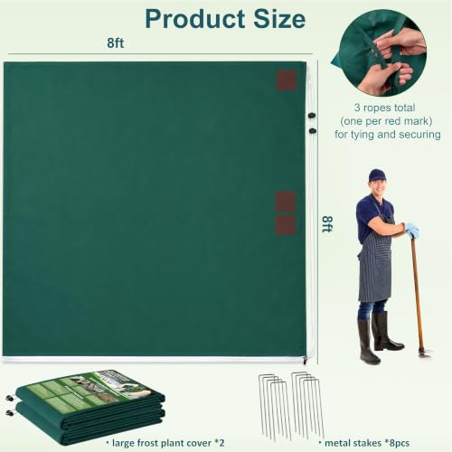 Plant Freeze Protection Covers for Winter Plants Gardens Frost, Sun, Pests - size: 2 96×96in