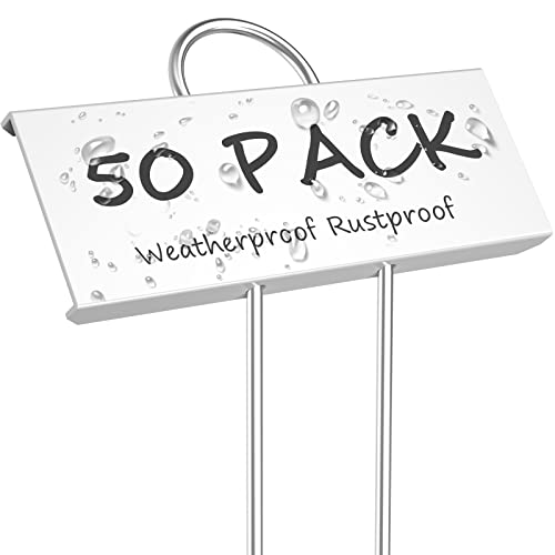 STARTOSTAR 50-Pack Metal Plant Labels, 10.6" Garden Markers Reusable Nursery Tags for Vegetables Herb Flower Seed Greenhouse - color: White 50-pack