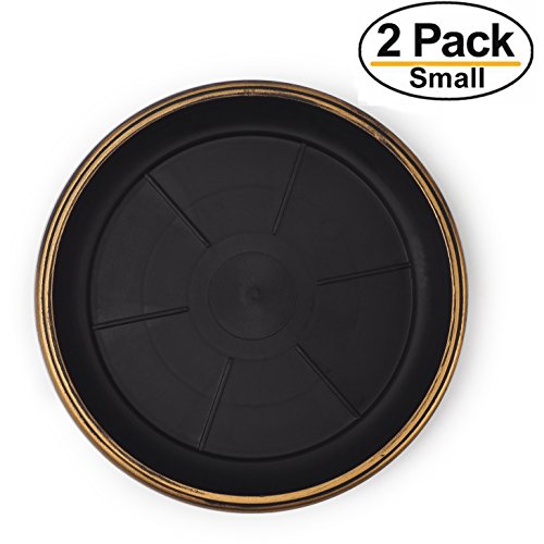 7" Decorative Heavy Duty Tray/Saucer (2 Pack) Rustic Medieval/French Country Look, Pot/Planter Base for Indoor/Outdoor Decor (7 inches, Gold) - color: Gold, size: 7 inches