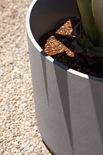 Veradek Mason Series Lima Planter - Large Round Outdoor Planter - color: Gray, size: 20 inches