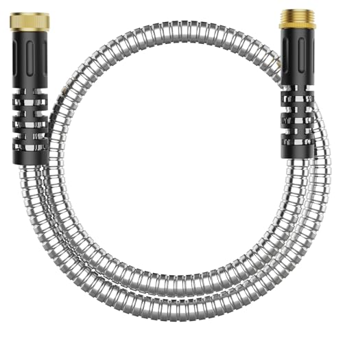 3ft Short Garden Hose, Stainless Steel Small Hose Extension Adapter with Female to Male Fitting Extender for Hose Reel/RV Flexible, Lightweight & Heavy Duty Water Pipe - size: 3 FT