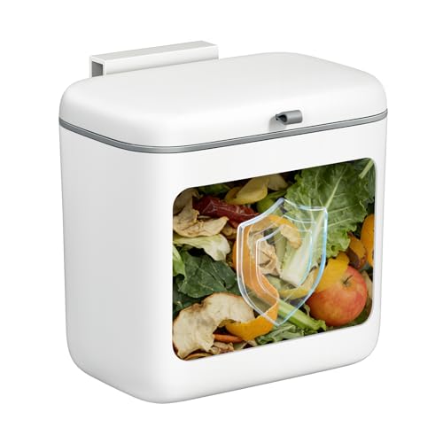 CTIME Compost Bin Kitchen 1.8 Gallon, Hanging Small Trash Can