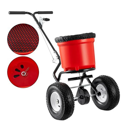 SmarketBuy Fertilizer Spreader, 90LBS Walk Behind Push Spreader, Broadcast Spreader for Seed, Fertilizer, Salt with 12.5-Inch All Terrain Pneumatic Tires