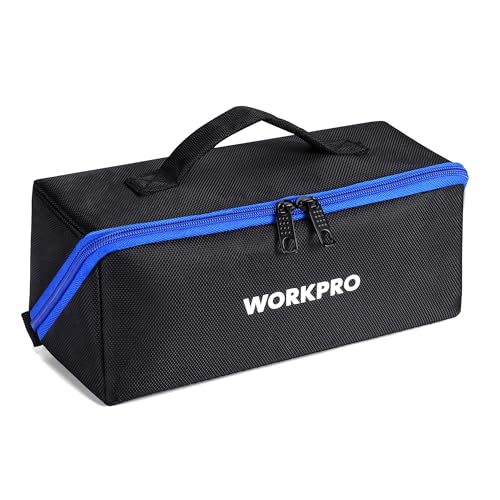 WORKPRO Tool Bag, 10" Wide Mouth Utility Tool Bag with Zipper, Heavy Duty Tool Storage Bag, Multipurpose Tool Case Small Tool Bag for Organizer