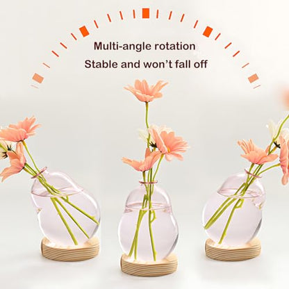 Pink Plant Propagation Cute Bubble Flower Vase Glass Planter Terrarium Jar - color: Pink