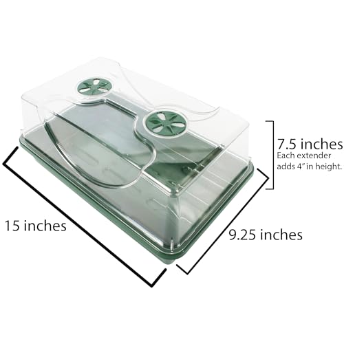 EarlyGrow 70738 Medium Domed Propagator, 15" x 9" x 7", Black/Dark Green - size: Medium without Extenders