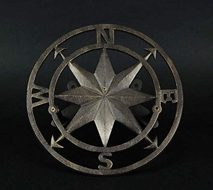 Zeckos Garden Hose Holder Compass Rose 12 Inch Cast Iron Bronze - color: Compass Rose - Bronze