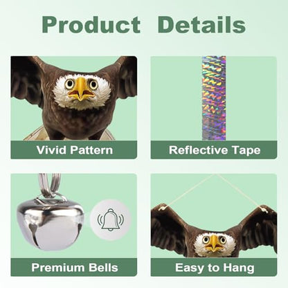 Fake Owl to Keep Pigeon Away from Balcony 2PCS Flat Garden Owl Pigeon Scare Devices Hanging Hawk with Reflective Tape Plastic Owls to Scare Woodpecker for Tree Outdoor Porch Patio Roof Windows - color: Black 2pcs