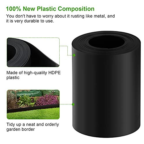 12 Gauge 20 Feet Grass Weed Barrier Landscape Edging 10 inch Depth Flexible Border Roll Lawn Landscape Garden Edging for Backyard Driveway Path Sidewalk