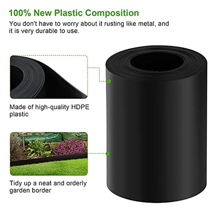 12 Gauge 20 Feet Grass Weed Barrier Landscape Edging 10 inch Depth Flexible Border Roll Lawn Landscape Garden Edging for Backyard Driveway Path Sidewalk