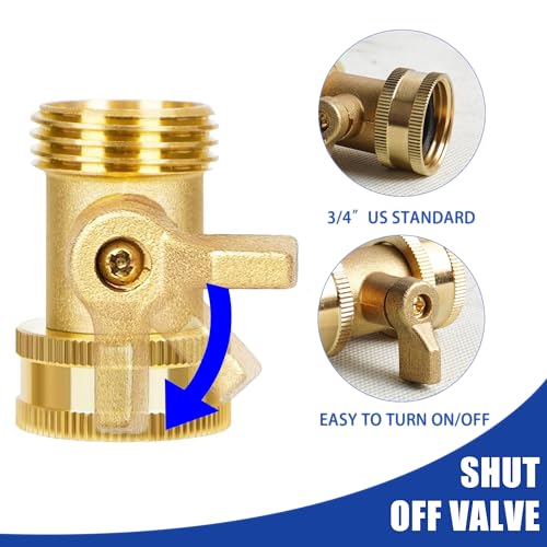 Hourleey 2 Set Heavy Duty Brass Hose Nozzle, Pressure Jet Nozzle with Hose Shutoff Valve, 3/4" GHT Nozzles for Garden Hose, Car Wash, Extra 4 Rubber Washers
