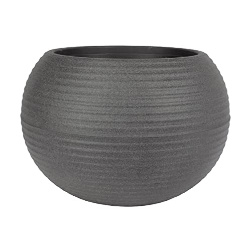 The HC Companies 8 Inch Atlas Sphere Planter - Lightweight Decorative Round Indoor Outdoor Plastic Plant Pot for Herbs and Flowers, Gray - color: Gray, size: 8"