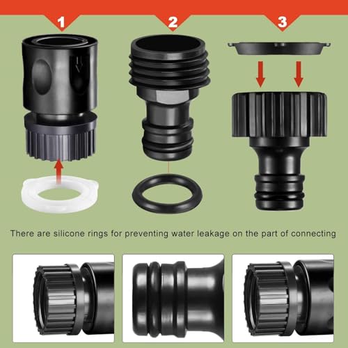 Hotop 16 Pcs Garden Hose Quick Connector, 3/4 Inch Fittings, Black - color: Black