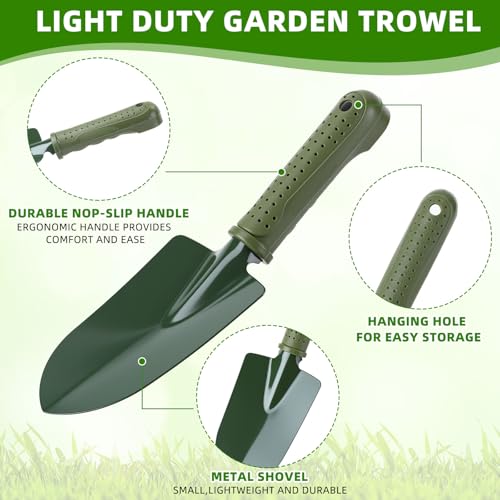 Yaocom 12 Pcs Garden Shovel Trowel Gardening Hand Tools Small Hand Shovels for Digging Metal Trowel Spade with Plastic Handle Anti Slippery for Lawn Yard Home Farm Planting