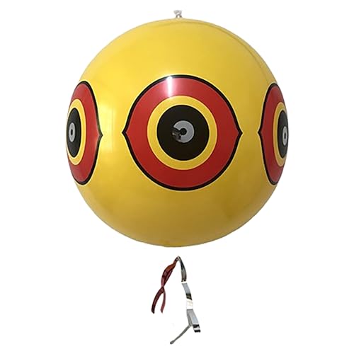 PESTEZE USA Large 15" Yellow Bird Predator Balloon Decoy 1 Pack Inflatable Bird Deterrent for Pools, Docks, Patios & Gardens; Humane Predator–Eye Balloon Keeps Away Pigeons, Woodpeckers, Ducks & Geese