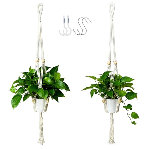 2-Pack Macrame Plant Hangers, 35 Inch