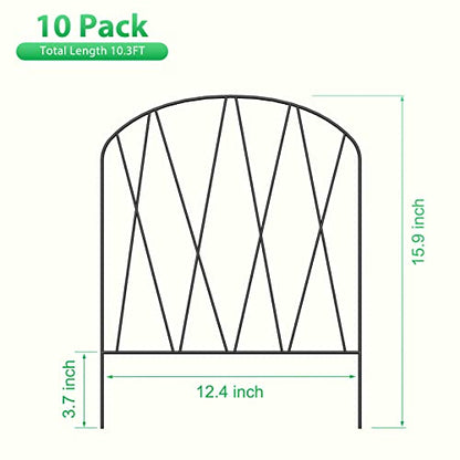 10 Pack Decorative Garden Fence 10.3 ft (L) x 15.9 in (H) Small Garden Fences Animal Barrier Arched Rustproof Garden Fence Border Rabbit Metal Flower Bed Fencing for Yard Patio Outdoor Landscape - size: 10.3 ft (L) x 15.9 in (H)