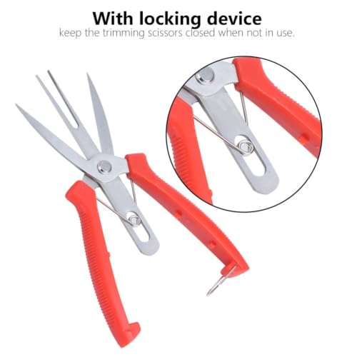 2 Pcs Pruning Shears, Stainless Steel Straight Pointed with Safety Lock, Red Ergonomic Handle,7.7Inch for Flowers Fruit Trees Small Branches Yard Maintenance