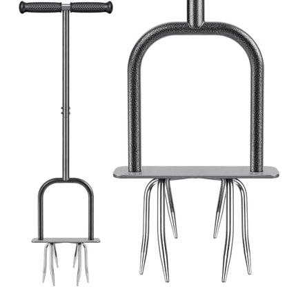Dolibest Manual Twist Tiller, All-Steel Garden Claw Cultivator with 6 Curved Claws and Soft Rubber Handle, Hand Tiller Garden Claw for Gardening Bed and Plant Box (39'') - color: Manual Twist Tiller with D-Shape-2