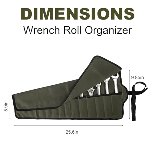 Chisel Roll,6 Pockets Roll Up Tool Pouch,Waxed Canvas Small Tool Roll Organizer and Wrench Roll Up Pouch,Store Chisel,Wrench,Pliers,Carving Knife (Army Green -3) - color: Army Green -3