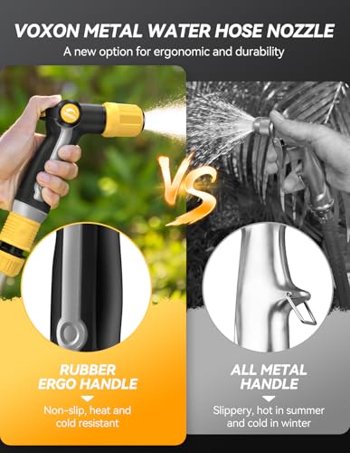 VOXON Garden Hose Nozzle with High Pressure Jet, 100% Heavy Duty Metal