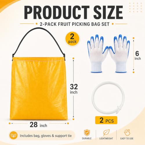 Faccito 2 Pack Litter Bag with Shoulder Strap Trash Leaf Bag Holder, Yellow - color: Yellow