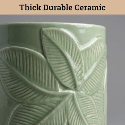 Ceramic Pots for Plants Set of 3, 6, 5, 4 Inch Diameter with Drainage Holes