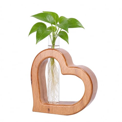Glass Test Tube Plant Propagation Station Wooden Terrarium Holder - size: 5.3*5.3IN