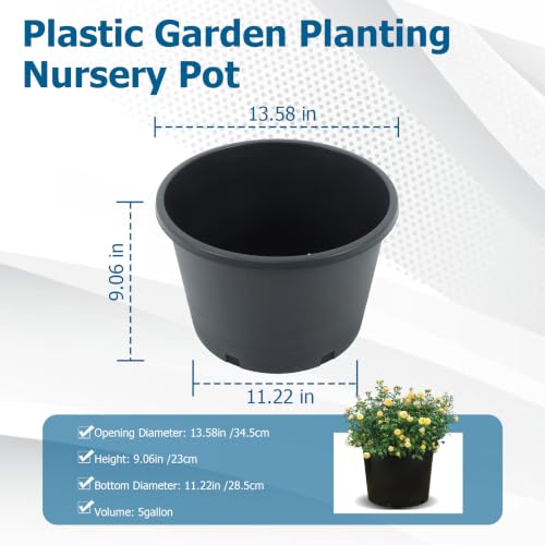 Planter Nursery Pots 5 Gallon Pots for Plants 10Pack - color: Black, size: Round-13inch-10pcs