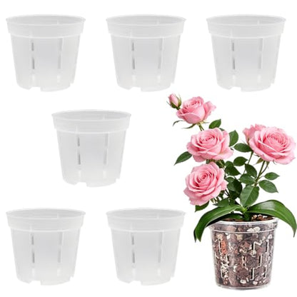 Orchid Pot with Drainage Holes, 6 Pack 4 Inch Clear Plastic Breathable Slotted Pots for Repotting-Root Control Planter-Sturdy Plastic Plant Pot for Butterfly Orchid, Hydroponics, Indoor & Outdoor - size: 4 Inch 6Pcs