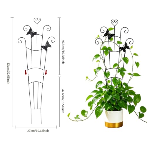 2 Pack 33 Inch Trellis for Climbing Plants Indoor, Rustproof Garden Metal Trellis for Potted Plants Outdoor, Sturdy and Durable Plant Support for Climbing Plants Such as Ivy, Monstera and Pothos - size: 33in