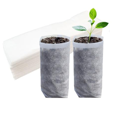 Belit 50 Pcs 10.2" H Deep Nursery Grow Bags, Non-Woven Plants Pots Container for Starting Rooted Plants Vegetable, Flower, Seedling Tree - color: White, size: 50 Pcs 7.5"x10.2"