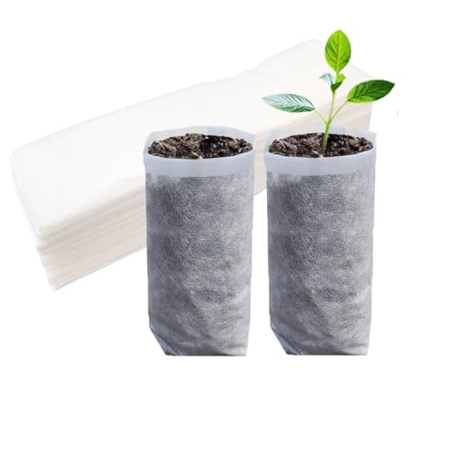 Belit 100 Pcs 10.2" H Deep Nursery Grow Bags, Non-Woven Plants Pots Container for Starting Rooted Plants Vegetable, Flower, Seedling Tree - color: White, size: 100 Pcs 7.5"x10.2"